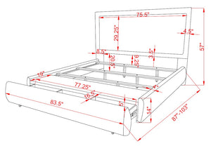 English Elm 1Pc King Size Luxurious Bed Frame With Soft Chenille Upholstery & Hidden Storage For Organized Bedrooms B2741S00545