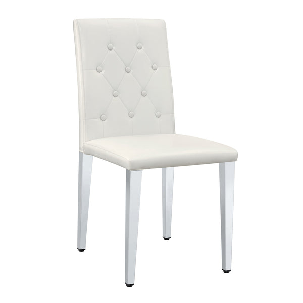 English Elm 4-pack PU dining chairs with ergonomic buckle backrest, high-density sponge seat, gold metal legs elegant luxury White+Silver W1151P295715