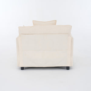 English Elm 39.4" Chenille Club Chair with Ottoman Solid Wood Frame for Living Room or Bedroom Beige W3244P392643