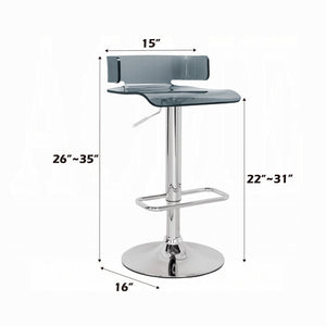 English Elm Adjustable Acrylic Swivel Bar Stool with Small Back and Gas Lift Height Control for Modern Kitchens Chrome,Gray 18 L x 18.5 W x 10 H B2741P326639
