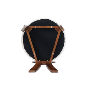 English Elm Vintage Rubber Solid Wood Dining Chair Set of 2 — Plush Berber Fleece Upholstery, Water & Stain Resistant, 280 lb Capacity Natural,White W1535P281510