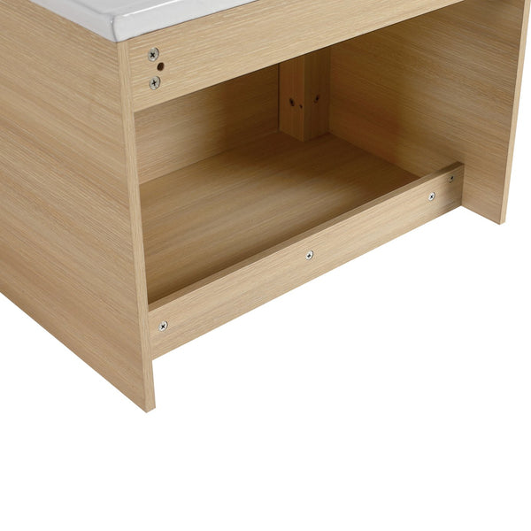 English Elm 28'' Wall-Mounted Bathroom Vanity with Ceramic Sink, Soft-Close Door, Plywood Durability & Space-Saving Design Ameican White Oak W999P317926
