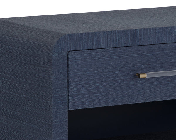 Sunpan Atherton Nightstand - Modern Global Design with Rich Texture, Soft-Closing Drawers & Unique Character Indigo