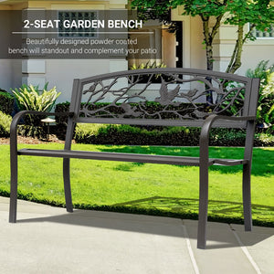 English Elm Outsunny 50" Cast Steel Garden Bench With Elegant Animal Pattern, Durable Outdoor Patio Seating W2225P174075-GIGA