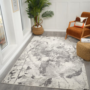 HomeRoots 4' Striped Wool Area Rug in Ivory, Gray & Black – Hand-Woven Artisan Design for Cozy Spaces 8' X 10' 571000