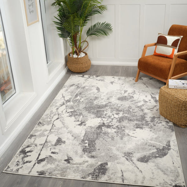 HomeRoots 4' Striped Wool Area Rug in Ivory, Gray & Black – Hand-Woven Artisan Design for Cozy Spaces 8' X 10' 571000