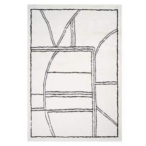HomeRoots 4' Striped Wool Area Rug in Ivory, Gray & Black – Hand-Woven Artisan Design for Cozy Spaces 5' X 7' 571009