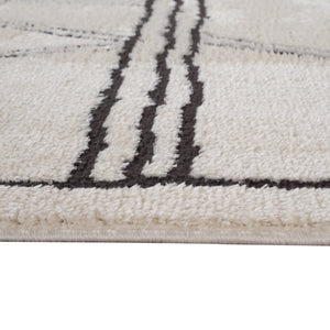 HomeRoots 4' Striped Wool Area Rug in Ivory, Gray & Black – Hand-Woven Artisan Design for Cozy Spaces 5' X 7' 571009