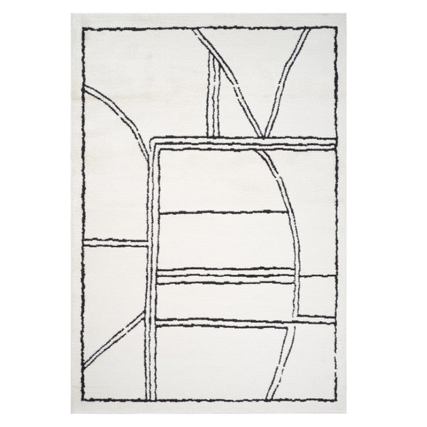 HomeRoots 4' Striped Wool Area Rug in Ivory, Gray & Black – Hand-Woven Artisan Design for Cozy Spaces 5' X 7' 571009
