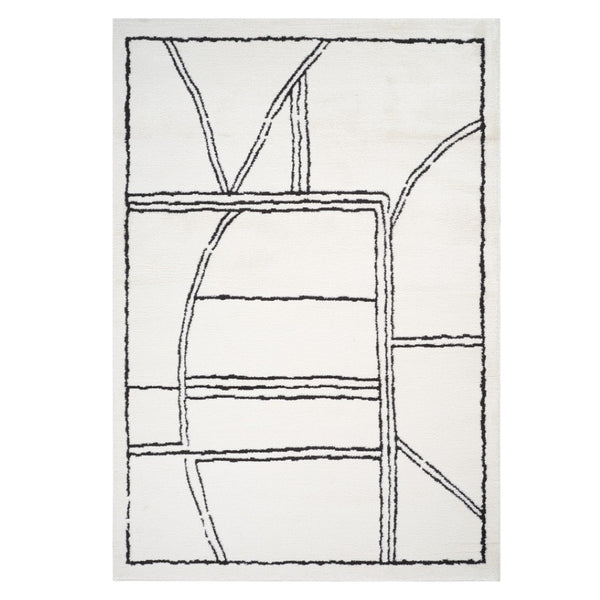 HomeRoots 4' Striped Wool Area Rug in Ivory, Gray & Black – Hand-Woven Artisan Design for Cozy Spaces 8' X 10' 571010