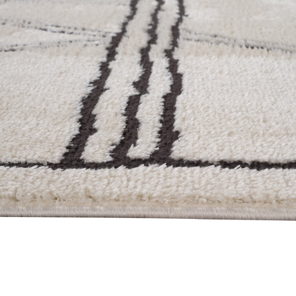 HomeRoots 4' Striped Wool Area Rug in Ivory, Gray & Black – Hand-Woven Artisan Design for Cozy Spaces 8' X 10' 571010