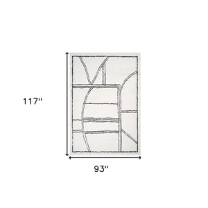 HomeRoots 4' Striped Wool Area Rug in Ivory, Gray & Black – Hand-Woven Artisan Design for Cozy Spaces 8' X 10' 571010