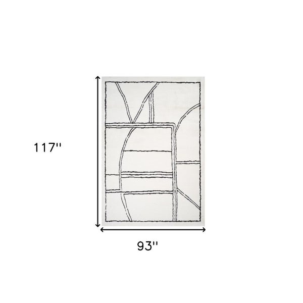 HomeRoots 4' Striped Wool Area Rug in Ivory, Gray & Black – Hand-Woven Artisan Design for Cozy Spaces 8' X 10' 571010