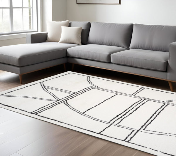 HomeRoots 4' Striped Wool Area Rug in Ivory, Gray & Black – Hand-Woven Artisan Design for Cozy Spaces 9' X 12' 571011