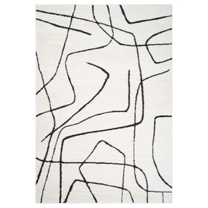 HomeRoots 4' Striped Wool Area Rug in Ivory, Gray & Black – Hand-Woven Artisan Design for Cozy Spaces 5' X 7' 571014