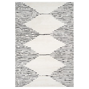 HomeRoots 4' Striped Wool Area Rug in Ivory, Gray & Black – Hand-Woven Artisan Design for Cozy Spaces 8' X 10' 571020