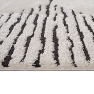 HomeRoots 4' Striped Wool Area Rug in Ivory, Gray & Black – Hand-Woven Artisan Design for Cozy Spaces 8' X 10' 571020