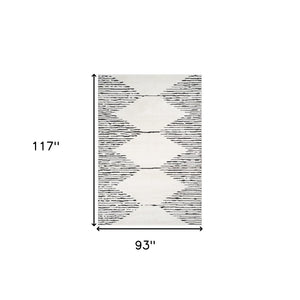 HomeRoots 4' Striped Wool Area Rug in Ivory, Gray & Black – Hand-Woven Artisan Design for Cozy Spaces 8' X 10' 571020