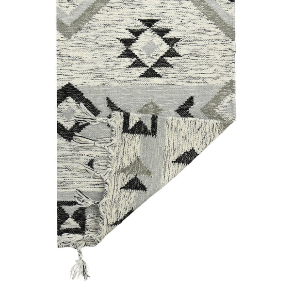 HomeRoots 5' Handmade Wool Area Rug with Striking Silver, Black & Gray Tribal Design – Perfect for Any Space 8' X 10' 571093