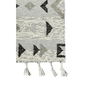 HomeRoots 5' Handmade Wool Area Rug with Striking Silver, Black & Gray Tribal Design – Perfect for Any Space 9' X 12' 571094