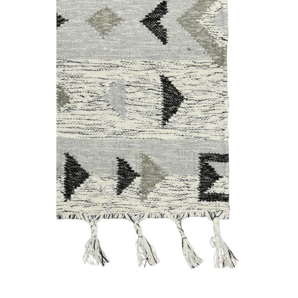 HomeRoots 5' Handmade Wool Area Rug with Striking Silver, Black & Gray Tribal Design – Perfect for Any Space 9' X 12' 571094