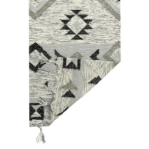 HomeRoots 5' Handmade Wool Area Rug with Striking Silver, Black & Gray Tribal Design – Perfect for Any Space 9' X 12' 571094