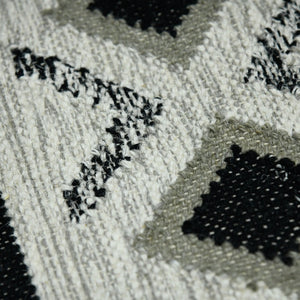 HomeRoots 5' Handmade Wool Tribal Area Rug in Ivory, Gray, and Black - Artisanal Flatweave with Fringe 8' X 10' 571097