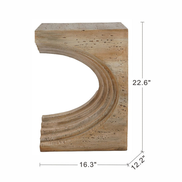 English Elm 16.3x12.2x22.6 Sculptural Arched Side Table Cast Magnesium with Stone Textured Finish W2078P442955