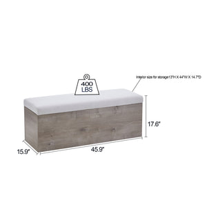 English Elm Shelton Upholstered Flip Top Storage Bench with Textured Ivory Chenille, Light Oak Base, Cozy Seating & Hidden Storage B083P321433