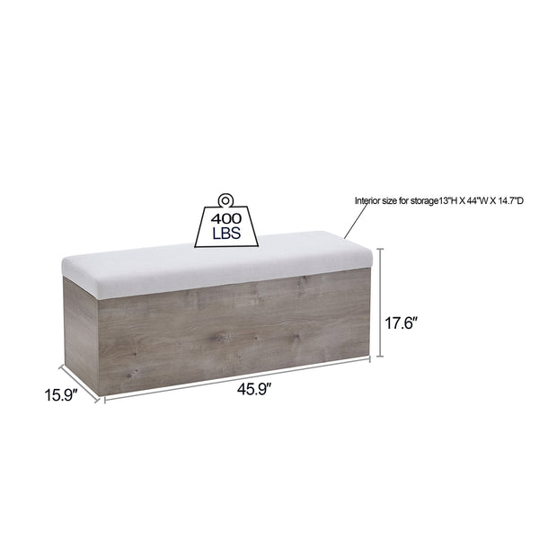 English Elm Shelton Upholstered Flip Top Storage Bench with Textured Ivory Chenille, Light Oak Base, Cozy Seating & Hidden Storage B083P321433