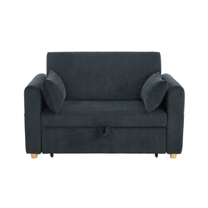 English Elm Corduroy Convertible Sleeper Loveseat with USB Charging, Magazine Pockets, Plush Pillows & Space-Saving Design Black B016P405883