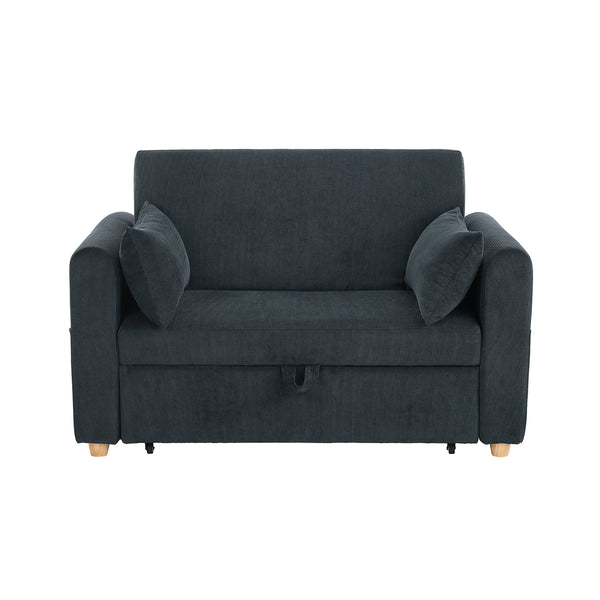 English Elm Corduroy Convertible Sleeper Loveseat with USB Charging, Magazine Pockets, Plush Pillows & Space-Saving Design Black B016P405883