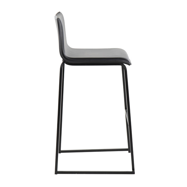 English Elm Mara Contemporary Black Barstool Set Of 2 - Stylish Faux Leather & Steel For Modern Dining Spaces B202P222233