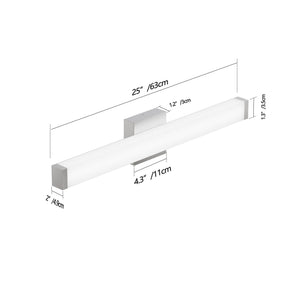 English Elm Bathroom Vanity Light Bar - Modern Brushed Nickel Led Fixture, 25" 14W 6000K Cool White Illumination W2312P374953
