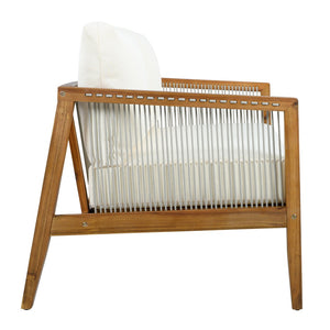 English Elm Outdoor Acacia Wood Loveseat Set with Rope Woven Panels and Matching Coffee Table Beige,Teak N768P408131T