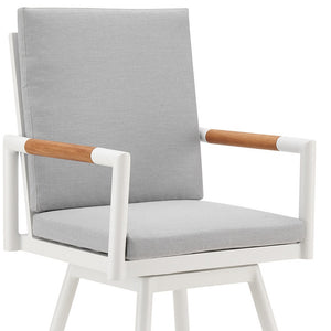 Homeroots 48" Light Gray Metal Swivel Outdoor Bar Height Chair With Footrest   571180