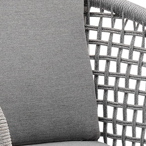 Homeroots 40" Light Gray Metal Swivel Outdoor Counter Height Bar Chair With Footrest   571181