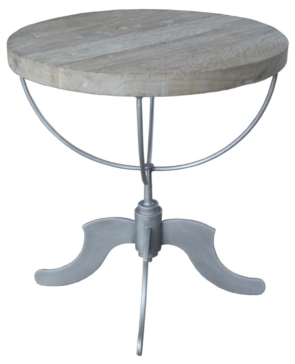 HomeRoots 30" Rustic Reclaimed Wood & Iron Round Pedestal End Table - Timeless, Versatile, Fully Assembled! 571183