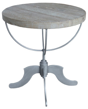 HomeRoots 30" Rustic Reclaimed Wood & Iron Round Pedestal End Table - Timeless, Versatile, Fully Assembled! 571183