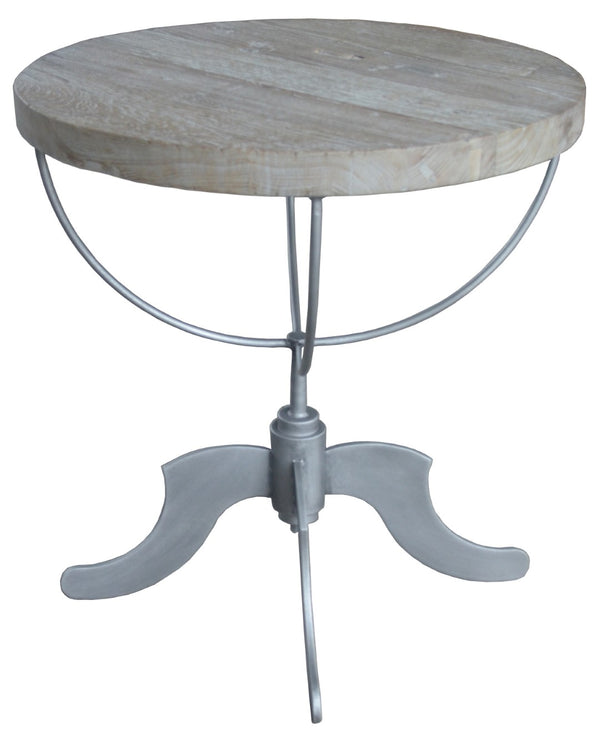 HomeRoots 30" Rustic Reclaimed Wood & Iron Round Pedestal End Table - Timeless, Versatile, Fully Assembled! 571183