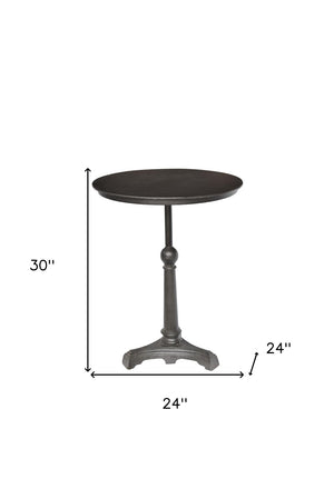 HomeRoots 30" Brown Iron Round Pedestal End Table - Rustic Charm, Durable Craftsmanship for Any Space 571184