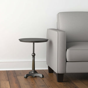 HomeRoots 30" Brown Iron Round Pedestal End Table - Rustic Charm, Durable Craftsmanship for Any Space 571184