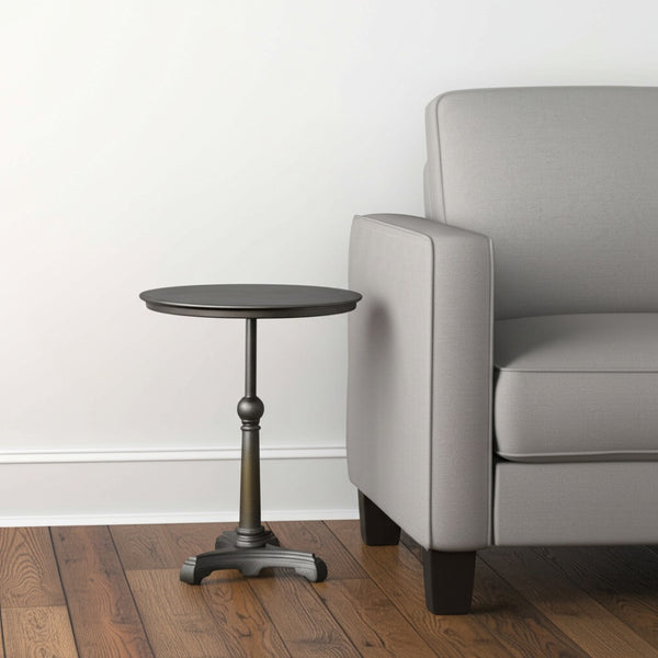 HomeRoots 30" Brown Iron Round Pedestal End Table - Rustic Charm, Durable Craftsmanship for Any Space 571184