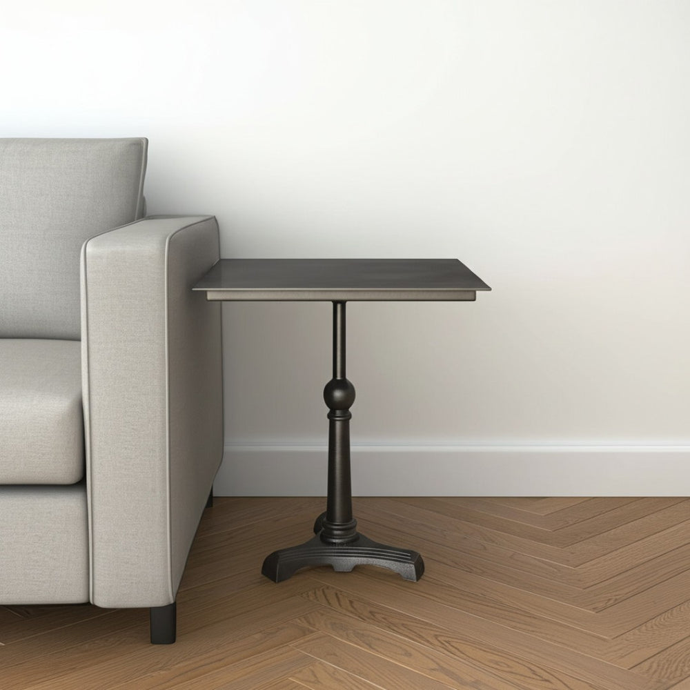 HomeRoots 30" Brown Iron Pedestal End Table - Vintage-Style Accent Table for Living Room, Bedroom & More! 571185