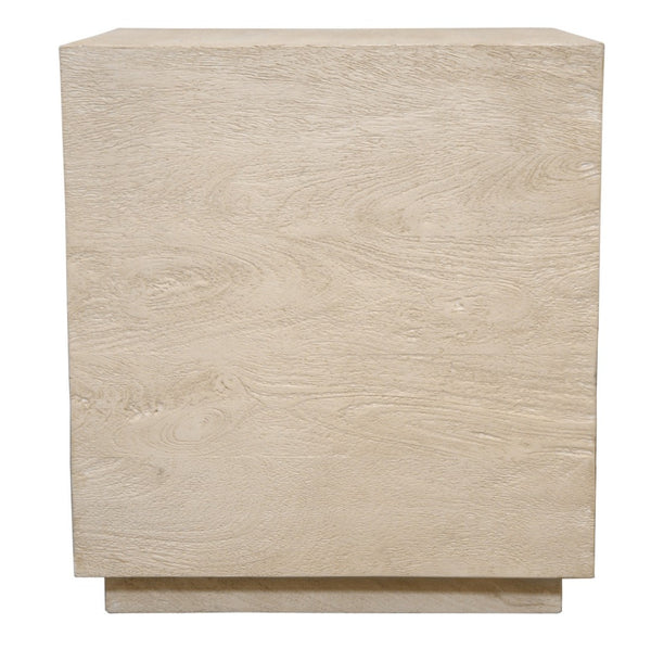 HomeRoots 20" Natural Distressed Solid Wood Square Block End Table – Rustic Charm for Any Small Space Use! 571186