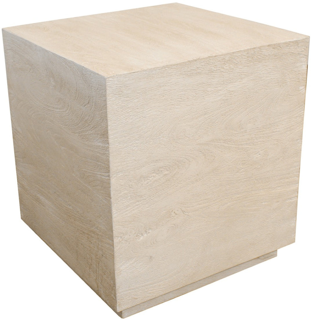 HomeRoots 20" Natural Distressed Solid Wood Square Block End Table – Rustic Charm for Any Small Space Use! 571186