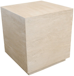 HomeRoots 20" Natural Distressed Solid Wood Square Block End Table – Rustic Charm for Any Small Space Use! 571186