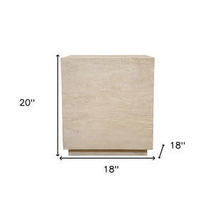 HomeRoots 20" Natural Distressed Solid Wood Square Block End Table – Rustic Charm for Any Small Space Use! 571186