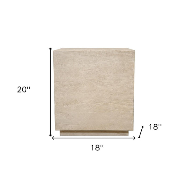 HomeRoots 20" Natural Distressed Solid Wood Square Block End Table – Rustic Charm for Any Small Space Use! 571186