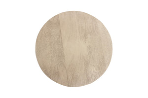 HomeRoots 20" Natural Distressed Solid Wood Round Pedestal End Table - Rustic Charm for Any Space, Handcrafted Elegance 571188